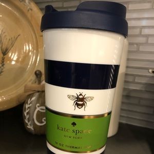 New Kate Spade Bee Navy Stripe Thermal Mug Cup